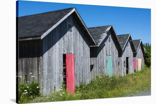 Canada, Prince Edward Island, Prim Point Graphic Beauty of Stacked Lobster Fish Houses-Bill Bachmann-Stretched Canvas