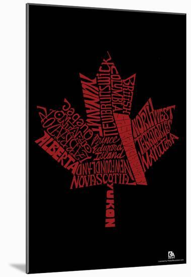 Canada Provinces Maple Leaf Text Poster-null-Mounted Poster