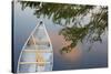 Canada, Quebec, Eastman. Canoe on Lake at Sunset-Jaynes Gallery-Stretched Canvas