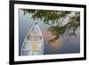 Canada, Quebec, Eastman. Canoe on Lake at Sunset-Jaynes Gallery-Framed Photographic Print