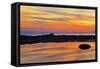 Canada, Quebec, Gulf of St. Lawrence. Reflection on water at sunset.-Mike Grandmaison-Framed Stretched Canvas