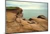 Canada, Quebec, Iles-de-la-Madeleine. Red cliffs and ocean-Michele Molinari-Mounted Photographic Print