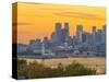 Canada, Quebec, Montreal, Downtown from Jacques Cartier Bridge across Saint Lawrence River-Alan Copson-Stretched Canvas