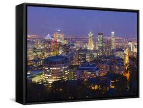 Canada, Quebec, Montreal, Downtown from Mount Royal Park or Parc Du Mont-Royal-Alan Copson-Framed Stretched Canvas