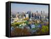 Canada, Quebec, Montreal, Downtown from Mount Royal Park or Parc Du Mont-Royal-Alan Copson-Framed Stretched Canvas