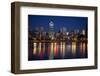 Canada, Quebec, Montreal. Nighttime View of Downtown and River-Jaynes Gallery-Framed Premium Photographic Print