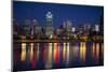 Canada, Quebec, Montreal. Nighttime View of Downtown and River-Jaynes Gallery-Mounted Premium Photographic Print