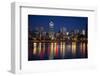 Canada, Quebec, Montreal. Nighttime View of Downtown and River-Jaynes Gallery-Framed Photographic Print