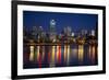 Canada, Quebec, Montreal. Nighttime View of Downtown and River-Jaynes Gallery-Framed Photographic Print
