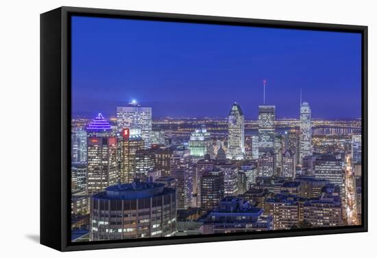 Canada, Quebec, Montreal, Skyline at Twilight-Rob Tilley-Framed Stretched Canvas