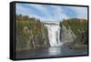 Canada, Quebec, Quebec City. Montmorency Falls in Autumn.-Cindy Miller Hopkins-Framed Stretched Canvas