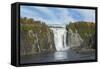Canada, Quebec, Quebec City. Montmorency Falls in Autumn.-Cindy Miller Hopkins-Framed Stretched Canvas