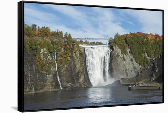Canada, Quebec, Quebec City. Montmorency Falls in Autumn.-Cindy Miller Hopkins-Framed Stretched Canvas