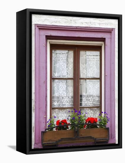 Canada, Quebec, Quebec City, Old Town window with flowers.-Jamie & Judy Wild-Framed Stretched Canvas