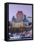 Canada, Quebec, Quebec City, Vieux Quebec or Old Quebec across Saint Lawrence River or Fleuve Saint-Alan Copson-Framed Stretched Canvas