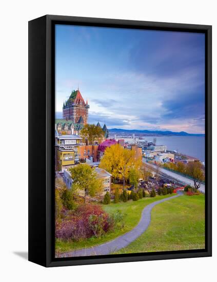 Canada, Quebec, Quebec City, Vieux Quebec or Old Quebec, Chateau Fontenac-Alan Copson-Framed Stretched Canvas