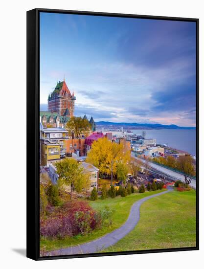 Canada, Quebec, Quebec City, Vieux Quebec or Old Quebec, Chateau Fontenac-Alan Copson-Framed Stretched Canvas