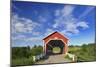 Canada, Quebec, Ste. Jeanne d'Arc. Covered bridge over stream.-Jaynes Gallery-Mounted Photographic Print