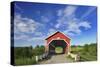 Canada, Quebec, Ste. Jeanne d'Arc. Covered bridge over stream.-Jaynes Gallery-Stretched Canvas