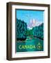 Canada - River Log Driving - Vintage Airline Travel Poster, 1951-Jean Doré-Framed Art Print