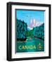 Canada - River Log Driving - Vintage Airline Travel Poster, 1951-Jean Doré-Framed Art Print