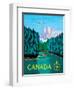 Canada - River Log Driving - Vintage Airline Travel Poster, 1951-Jean Doré-Framed Art Print