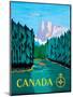 Canada - River Log Driving - Vintage Airline Travel Poster, 1951-Jean Doré-Mounted Art Print