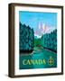 Canada - River Log Driving - Vintage Airline Travel Poster, 1951-Jean Doré-Framed Art Print