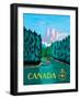 Canada - River Log Driving - Vintage Airline Travel Poster, 1951-Jean Doré-Framed Art Print