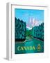 Canada - River Log Driving - Vintage Airline Travel Poster, 1951-Jean Doré-Framed Art Print