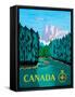 Canada - River Log Driving - Vintage Airline Travel Poster, 1951-Jean Doré-Framed Stretched Canvas