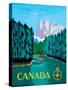 Canada - River Log Driving - Vintage Airline Travel Poster, 1951-Jean Doré-Stretched Canvas