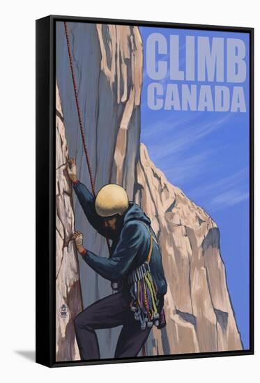 Canada, Rock Climber-Lantern Press-Framed Stretched Canvas