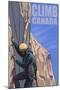 Canada, Rock Climber-Lantern Press-Mounted Premium Giclee Print
