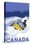 Canada, Snowmobile Scene-Lantern Press-Stretched Canvas