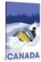 Canada, Snowmobile Scene-Lantern Press-Stretched Canvas