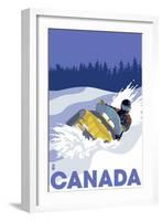 Canada, Snowmobile Scene-Lantern Press-Framed Art Print
