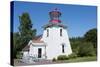 Canada, St. Martins, New Brunswick, White Tourist Lighthouse in Small Fishing and Lobster Village-Bill Bachmann-Stretched Canvas