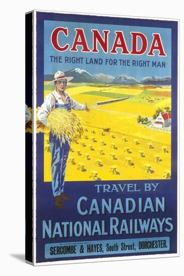 Canada, the Right Land for the Right Man Poster-null-Stretched Canvas