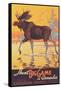 Canada Travel Poster, Moose-null-Framed Stretched Canvas