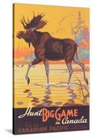 Canada Travel Poster, Moose-null-Stretched Canvas