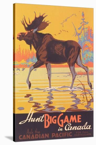 Canada Travel Poster, Moose-null-Stretched Canvas