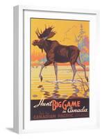 Canada Travel Poster, Moose-null-Framed Art Print