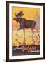 Canada Travel Poster, Moose-null-Framed Art Print