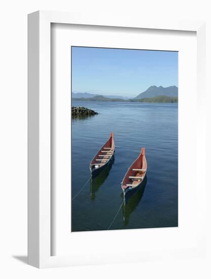 Canada, Vancouver Island. Native Canoes Anchored in Tofino Harbor-Kevin Oke-Framed Photographic Print