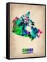 Canada Watercolor Map-NaxArt-Framed Stretched Canvas