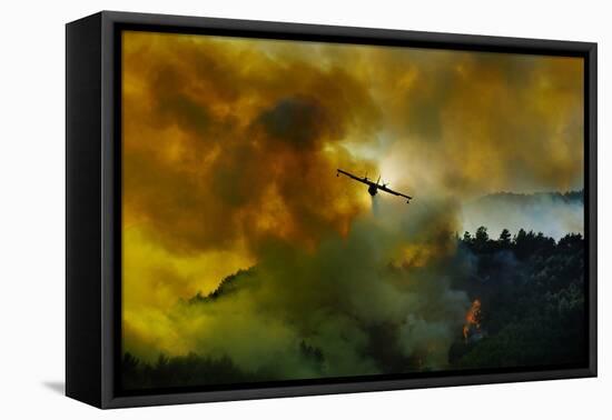 Canadair Aircraft in Action - Fighting for the Salvation of the Forest.-Antonio Grambone-Framed Stretched Canvas