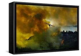 Canadair Aircraft in Action - Fighting for the Salvation of the Forest.-Antonio Grambone-Framed Stretched Canvas