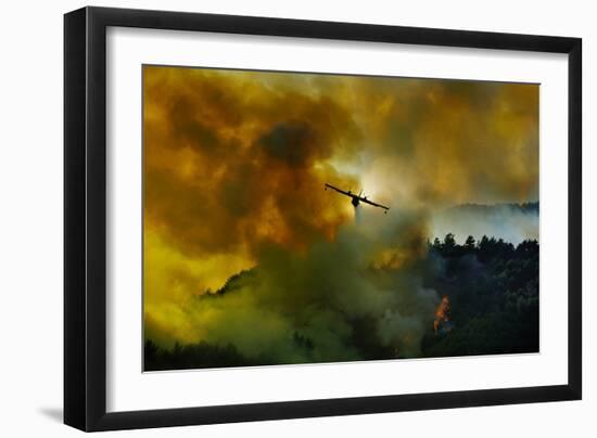 Canadair Aircraft in Action - Fighting for the Salvation of the Forest.-Antonio Grambone-Framed Photographic Print