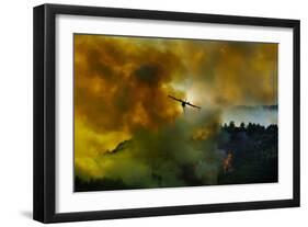 Canadair Aircraft in Action - Fighting for the Salvation of the Forest.-Antonio Grambone-Framed Photographic Print